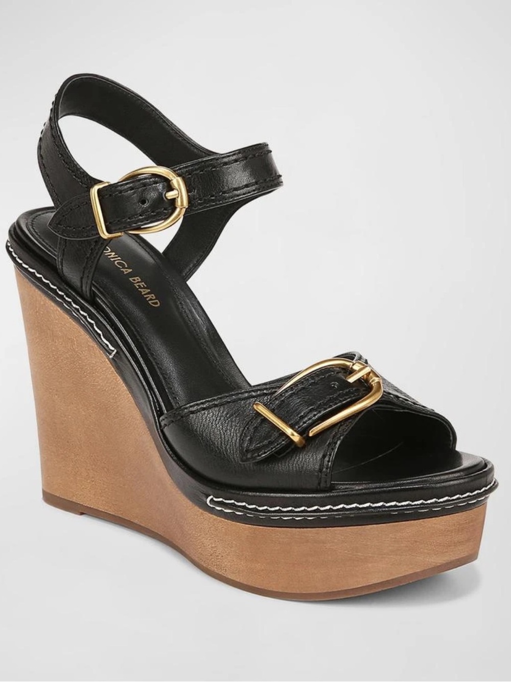 VERONICA BEARD
Geraldine Ankle Strap
Platform Wedge Sandal 
$495 Black size 7.5